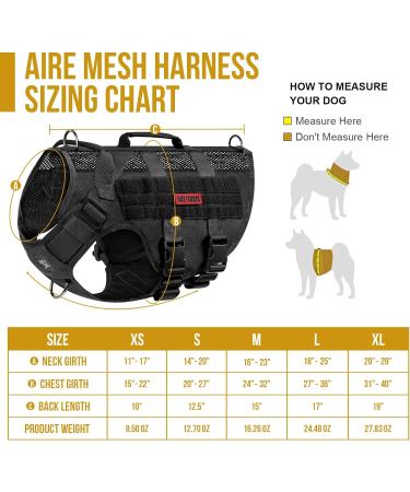 OneTigris AIRE Mesh Tactical Dog Harness | Breathable No Pull Design with Handle & Molle Pouches | Adjustable Service Dog Vest for Walking, Hiking, Training | Black, Size Medium - Buy Online on GoSupps.com