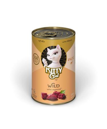 Kitty Cat Pat Wild 6 x 400 g wet food for cats grain -free cat food with taurine salmon oil and green lip mussel single feed with high meat content made in Germany wild 400 g (6 Pack)