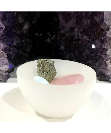 Selenite Crystal Charging Bowl - White Cleansing Altar Bowl for Meditation, Spiritual Recharging, and Crystal Decor - 6cm - Buy Online on GoSupps.com