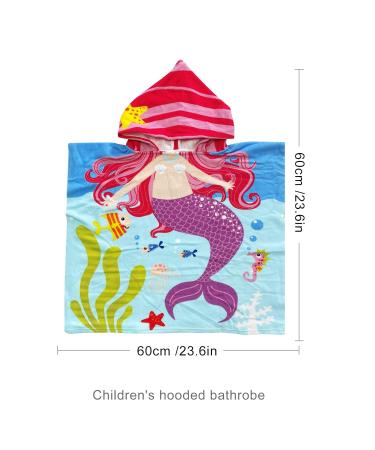 Supgomax Hooded Bathing Poncho for Kids - Cartoon Absorbent Beach Towel & Baby Hooded Towel for Swimming Shower & Mermaid Fun - Buy Online on GoSupps.com