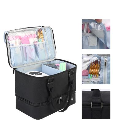 GR69N Nail Polish Organizer- Double Layer Storage Bag for Nail Lamp, 40 Bottles (2ml-15ml), Patented Design, Tons of Space for Supplies- Black - Buy Online on GoSupps.com