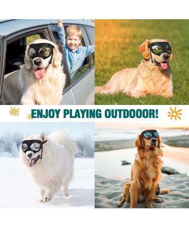 Ownpets Anti-UV Dog Glasses | Adjustable Sunglasses for Medium & Large Dogs | Windproof Design | Black Frame with Silver Lens - Buy Online on GoSupps.com