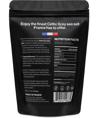 NANO Celtic Grey Sea Salt Organic Coarse 82 MINERALS | 1 lb (454g) Resealable Bag | Additive & Microplastic Free Low in Sodium | Perfect for Hydration Cooking Baking & Seasoning - Buy Online on GoSupps.com