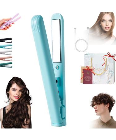 Jocelynnae Ceramic Mini Hair Curler Mini Dual-Purpose Curling Iron Travel Curling Iron USB Rechargeable Curling Wand 2-in-1 Mini Curling Wand for Men and Women (Green)