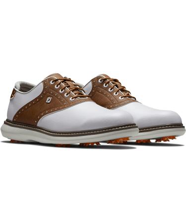 Buy FootJoy Men's Traditions Golf Shoe - White/Brown 10 EU Wide | International Shipping Available - Buy Online on GoSupps.com