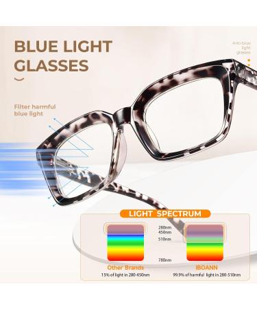 IBOANN Blue Light Glasses 3 Pack - Anti Eye Strain Computer Gaming Eyeglasses for Women & Men - Fashion Oversized Square Frame (Light Black, Leopard, Transparent) - Buy Online on GoSupps.com