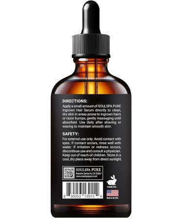 SOULSPA PURE Ingrown Hair Serum - Powerful Razor Bump Solution for Bikini Area Face & Brazilian Wax - Ingrown Hair Oil that Soothes Exfoliates & Nourishes - 2 fl oz - Buy Online on GoSupps.com