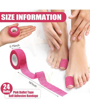 24 Roll Pink Toe Tape - Self-Adhesive Breathable Bandage Wrap for Dancers & Athletes | Elastic Sweatproof Blister Protection (5.47 Yards Each - Buy Online on GoSupps.com