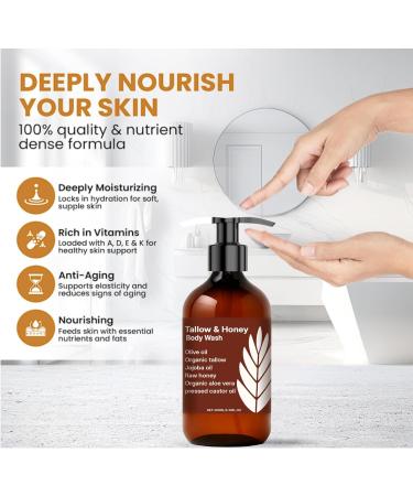  Nuvilo Women's sebum and honey body wash natural moisturizing cleanser with organic tallow and honey gentle shower gel for dry and sensitive skin. (6 pcs) - Buy Online on GoSupps.com