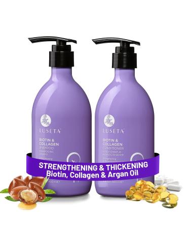 Luseta Biotin & Collagen Shampoo & Conditioner Set 2 x 16.9oz - Thickening for Hair Loss & Fast Hair Growth - Infused with Argan Oil to Repair Damaged Dry Hair - Sulfate Free Paraben Free Biotin & Collagen 16.9 Fl Oz (Pack - Buy Online on GoSupps.com