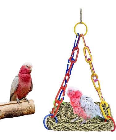 Seagrass Bird Hammock Swing Mat - Colorful Chewing Toy for Parrots & Lovebirds - Buy Online on GoSupps.com