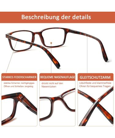 Cojwis Blue Light Blocking Reading Glasses 2 Pack - Anti-Dizzy Spring Hinge Tortoiseshell Glasses for Men & Women | 0.00x - Buy Online on GoSupps.com