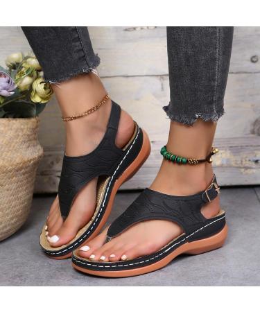 Dimleen Orthopedic Sandals - Women's Arch Support Flat Sandals - Black, Size 8.5 - Buy Online on GoSupps.com