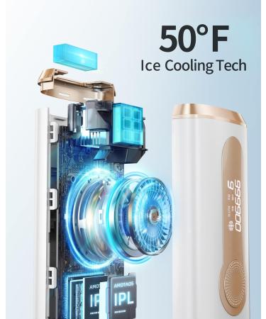 AMOTAOS IPL Laser Hair Removal Device - At-Home Ice-Cooling Safe Epilator for Women & Men | Effective Hair Removal for Face Armpits Arms Bikini Line Legs Whole Body - White-Gold - Buy Online on GoSupps.com