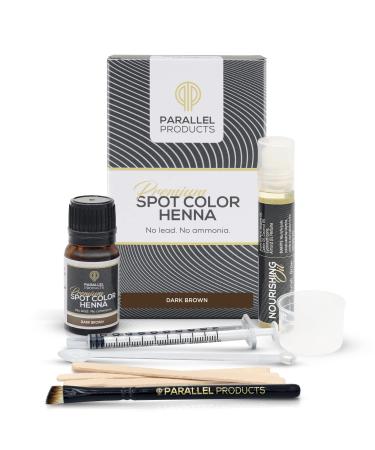 Parallel Products Spot Color Henna Kit - Henna Hair Dye - 5 grams - Tint for Professional Spot Coloring - With Nourishing Oil, Mixing Dish and Application Brush - Covers Grey Hair - Root Touch Up (Dark Brown)