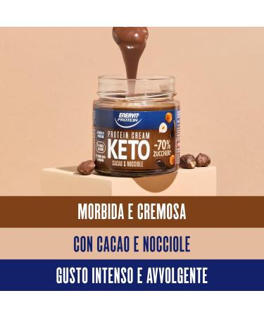 Enervit Keto Cocoa and Hazelnut Protein Cream 180g Tub Thickenable Protein Cream 70% Less Sugar with Milk Proteins Gluten Free - Buy Online on GoSupps.com