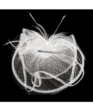 Tulle Fascinator Hats with Spring Flower Clip - Elegant Hair Accessories for Weddings & Tea Parties - Women's Veil Head Jewelry in White - Buy Online on GoSupps.com