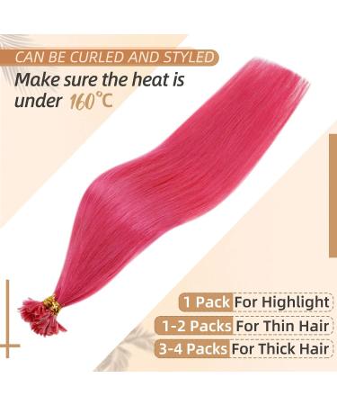 Runature Bondings Extensions | Real Hair U Tip Extensions 55cm | Hot Pink Keratin Hair Extensions 25g 25 Strands - Buy Online on GoSupps.com