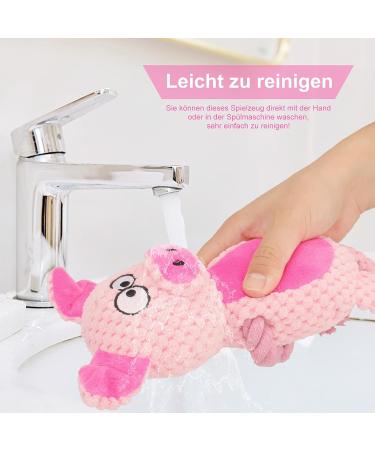 Tonyfy Dog Toys - Interactive Squeaky Plush & Cotton Rope Toys for Small & Medium Dogs - Pink Pig - Buy Online on GoSupps.com