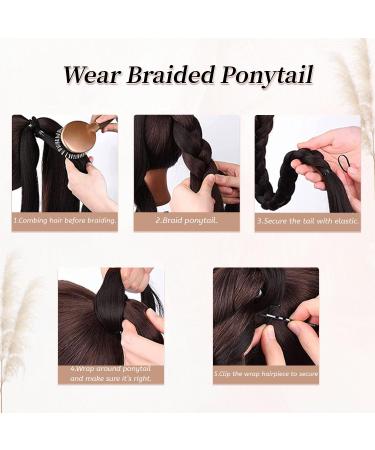 Fulang Hair 2pcs Braid Ponytail Extension - Faded Gold Braided Hair Tie for Long Ponytail Art - Ideal for Women - Buy Online on GoSupps.com