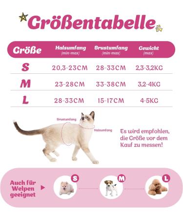Supet Cat Dishes & Breaking-Safe Leash - Soft Vest for Kittens & Small Dogs (Chihuahua) - Pink Size L (Chest 38-43 cm) - Buy Online on GoSupps.com