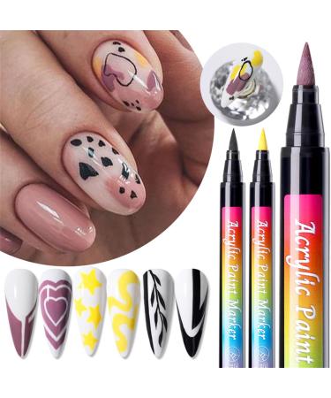 RoseFlower 12 Color 3D Nail Art Pens Set Acrylic Paint Pens Nail Art Painting Pen Nail Art Graffiti Pen Quick-drying Waterproof Nail Point Graffiti Dotting Pen for Nail DIY Dot Line Flower Pattern#2 - Buy Online on GoSupps.com
