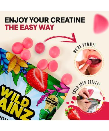WILD GAINZ Creatine Monohydrate Gummies Bundle Strawberry & Lemon | 5000mg Sugar-Free Vegan Non-GMO Gluten-Free | Supports Muscle Growth Strength & Focus | Made in USA 270 Total Chews - Buy Online on GoSupps.com