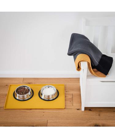 Everanimals Non-Slip Bowling Pad for Dogs & Cats - Silicone Feeding Mat with Increased Outer Edge - 50x30cm Yellow - Buy Online on GoSupps.com