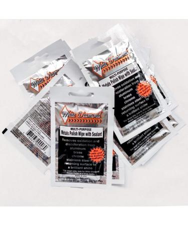 White Diamond Metal Polish Wipes (12 Pack) - All-in-One Cleaner & Polisher for Aluminum Brass & Chrome - Long Lasting Sealant - Buy Online on GoSupps.com