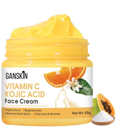Ganskin Kojic Acid Cream Skin Brightening Cream for Dark Spots & Uneven Tone For Face & Body, Including Intimate Areas Kojic Acid Lotion for a Brighter, Radiant Look