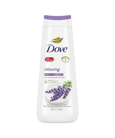 Dove Relaxing Body Wash for renewed healthy-looking skin Lavender Oil & Chamomile gentle body cleanser nourishes skin 591 ml Dove Relaxing Lavendar Body Wash 591 ml (Pack of 1)