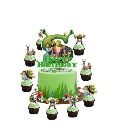 25pcs Monster Shrek Cupcake Topper Picks Boy Children Party Decoration Shrek Party Favors Kid's Birthday Party cake Decoration Supplies