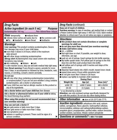 Amazon Basic Care Infants' Pain & Fever Acetaminophen 160mg per 5mL Suspension Liquid - Dye-Free Cherry Flavor - 2 fl oz - Buy Online on GoSupps.com