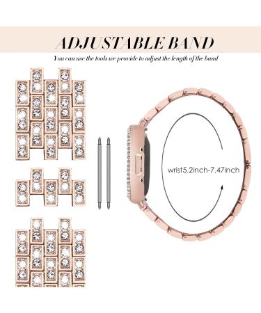 V-MORO Compatible with Fitbit Sense 2/Versa 4 Bands for Women with Protective Case Cover Luxurious Bling Diamond Stainless Steel Strap Replacement for Fitbit Versa 4/Sense 2-Rose Gold - Buy Online on GoSupps.com