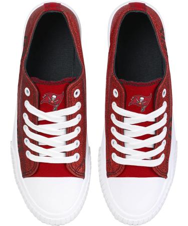 FOCO Tampa Bay Buccaneers Women's NFL Team Logo Low Top Canvas Sneakers - Size 9, Glitter Accent - Buy Online on GoSupps.com
