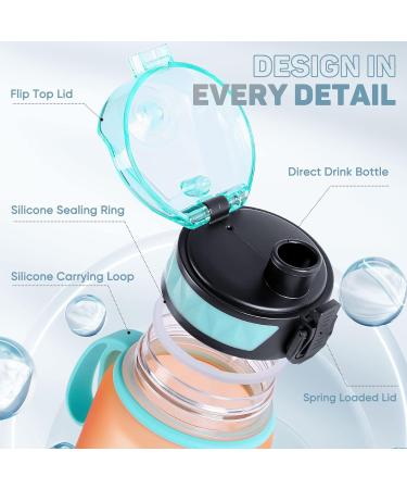 Fuldent 1L BPA-Free Sports Water Bottle | Non-Slip Grip | Ideal for Bike Outdoor School & Gym - Green-Orange - Buy Online on GoSupps.com