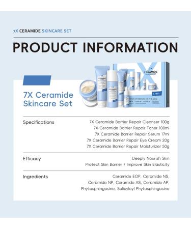 Ceramide 7-Pack Ceramide Skin Barrier Repair Kit to Strengthen Damaged Skin | Women's Daily Cleansing & Skin Care for Dryness Fine Lines & Texture - Buy Online on GoSupps.com