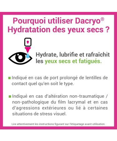 DACRYO - Hydration for dry eyes - Dry & tired eyes - Ophthalmic solution - Hyaluronic acid and aloe vera gel - Bottle - 10ml - Buy Online on GoSupps.com