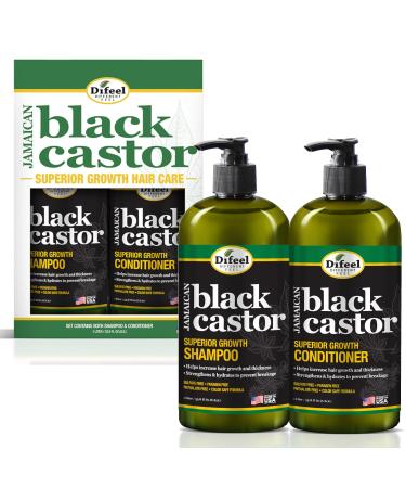 Difeel Jamaican Black Castor Superior Growth Shampoo and Conditioner Set - 2-PC Gift Box for Normal Dry Damaged Thinning Frizzy Hair Sulfate & Paraben Free 33.8oz Each