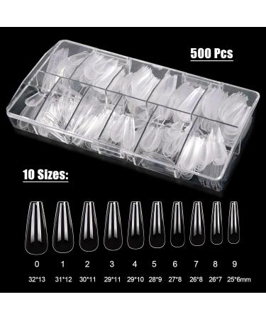 Sularpek Nail Tips - 500 Clear Fake Nails for Acrylic Art | 10 Sizes Transparent Toenails for Women DIY Nail Design - Buy Online on GoSupps.com