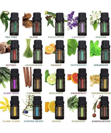 Aromatherapy Essential Oil Diffuser Gift Set - 400ml Ultrasonic Diffuser with 20 Oils - Timer, Light Settings - Light Wood Diffuser + 20 Essential Oils - Buy Online on GoSupps.com