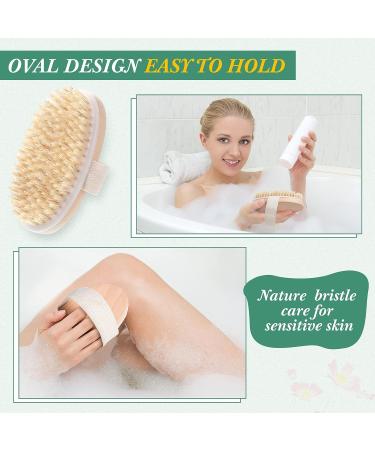 12 Piece Soft Natural Bristle Dry Body Brush Set for Exfoliating and Circulation Boost | Shower Scrubbing Brush for Massage | 4.7 x 2.6 Inches - Buy Online on GoSupps.com