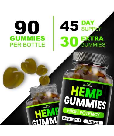 Extra Strength Hemp Gummies with Ashwagandha for Sleep, Mood, and Relief - 90 Edibles - Made in USA - Buy Online on GoSupps.com