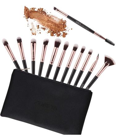 ZOREYA 12 Pcs Professional Eye Makeup Brush Set with Carrying Bag - Black - Buy Online on GoSupps.com