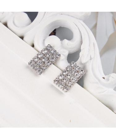 Vintage Rhinestone Square Earrings | Crystal Stud Earrings for Women | Sparkly Silver Geometry Bridal Jewelry - Buy Online on GoSupps.com