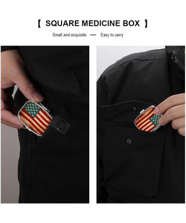 Vintage American Flag Pill Box - 4th of July USA Print | 2 Compartment Portable Pill Organizer | Decorative Metal Case for Pocket or Purse - Buy Online on GoSupps.com