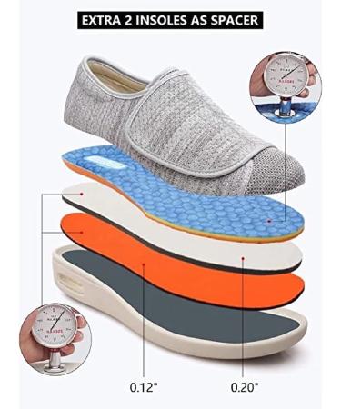 Orthofeet Orthopedic Diabetic Walking Shoes for Elderly with Bunions and Plantar Fasciitis Relief - Grey, Size 7 (Extended Widths) - Buy Online on GoSupps.com
