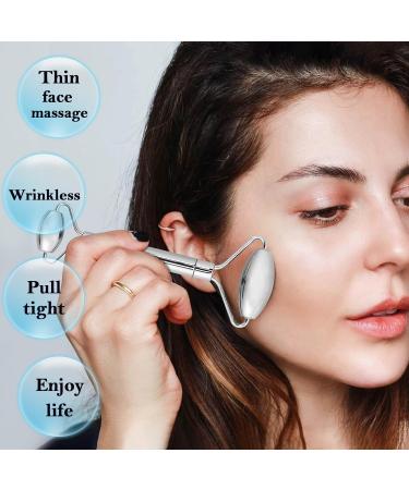 Buy Stainless Steel Facial Roller & Gua Sha Set - Premium Gua Sha Tools for Facial Tension Relief - Durable & Effective - Buy Online on GoSupps.com