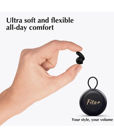 Fita+ Noise Cancelling Ear Plugs - NRR 33 dB, Reusable Silicone Earplugs for Sleeping, Concerts, Motorcycle, Travel - Black - Buy Online on GoSupps.com