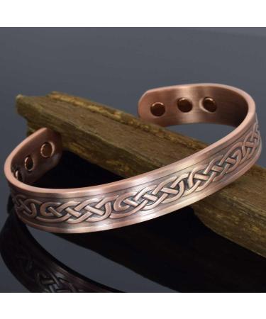 Copper Magnetic Bracelet Men Women Celtic Copper Bangle Cuff Magnetic Band Copper Magnetic Jewellery Holistic Neodymium Magnets-CEK (M: Wrist 16.5-19.5cm/6.5-7.7") - Buy Online on GoSupps.com